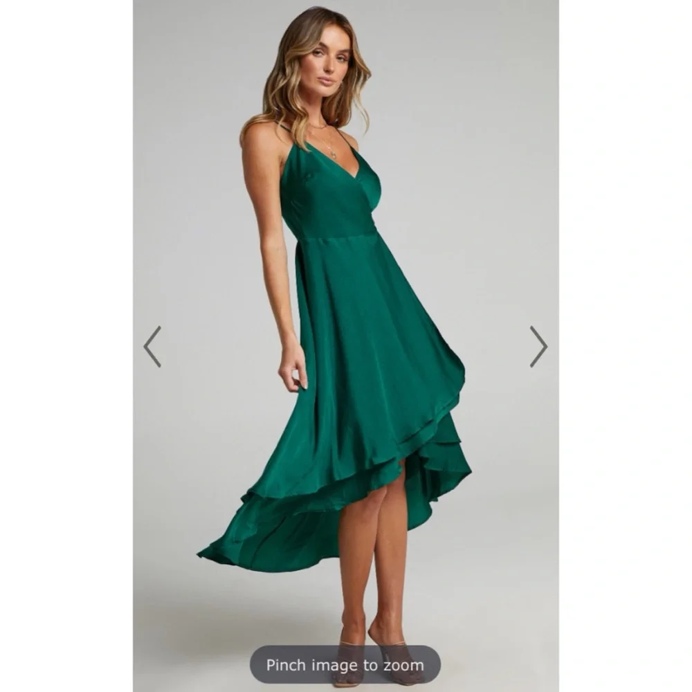 Showpo. Between Fantasy Midi High Low Wrap Dress - Picture 2 of 15